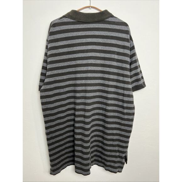 Polo‎ Ralph Lauren Black Gray Striped Shirt Mens Polo 2XL Preppy Black Pony - Picture 2 of 8